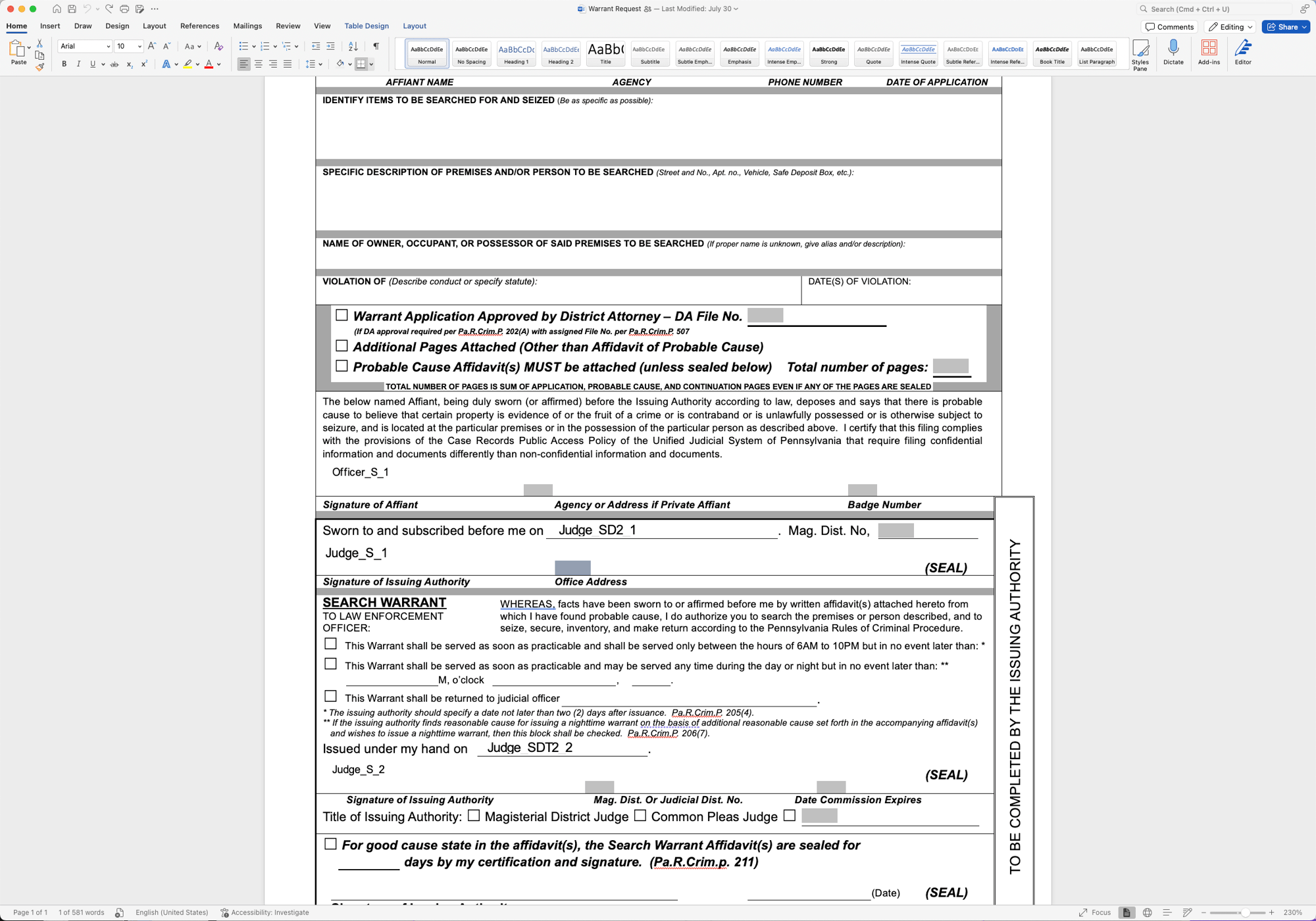 Prosecutors can download a warrant template created by officers and make changes with ezWarrant electronic search warrant system