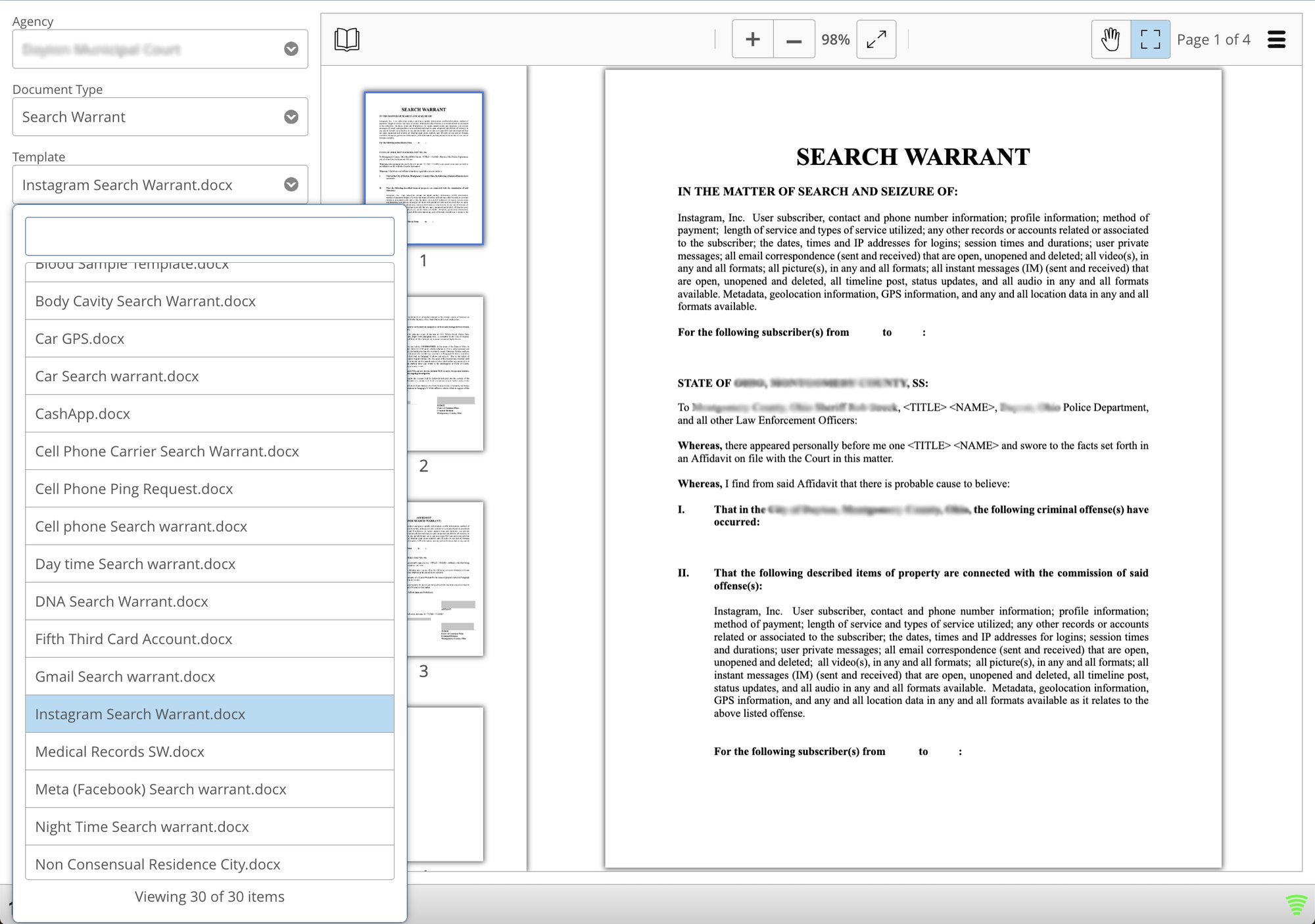 Warrant Templates